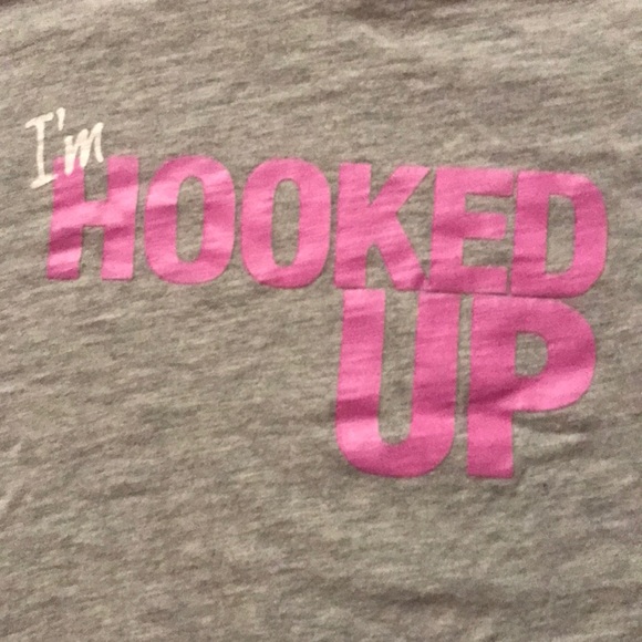Grey ‘ I’m Hooked Up ‘ V-Neck Tee Shirt - Picture 2 of 3